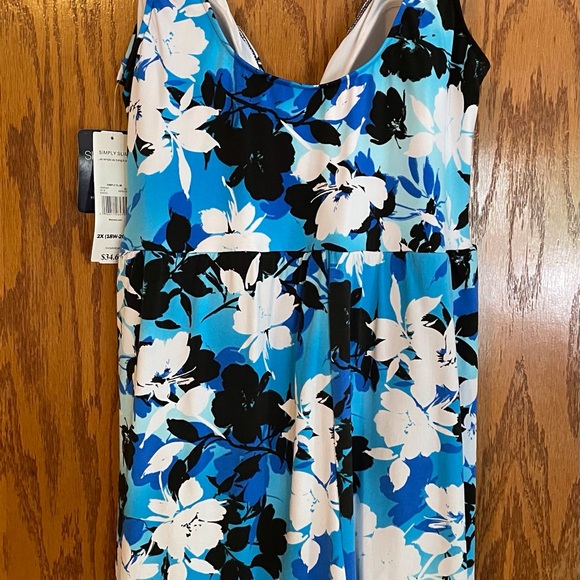 Catalina Simply Slim Blue Floral Swim Dress 2X NWT - Picture 2 of 8